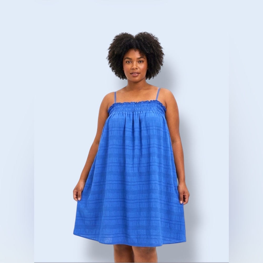 Blue Sleeveless Smocked Yoke Sundress